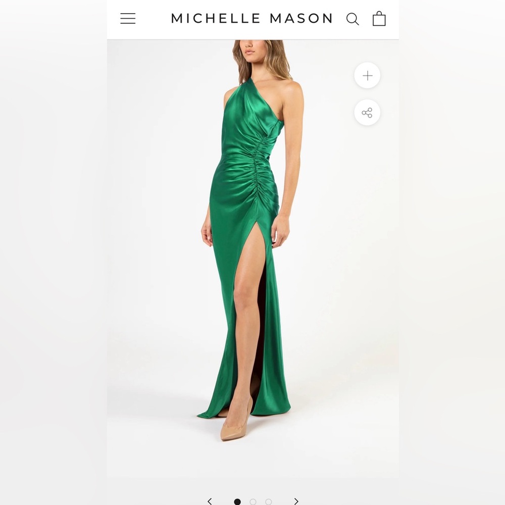 ASYMMETRICAL GATHERED GOWN - EMERALD